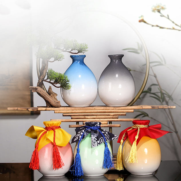 陶瓷酒瓶一斤渐变色复古彩釉酒瓶酒